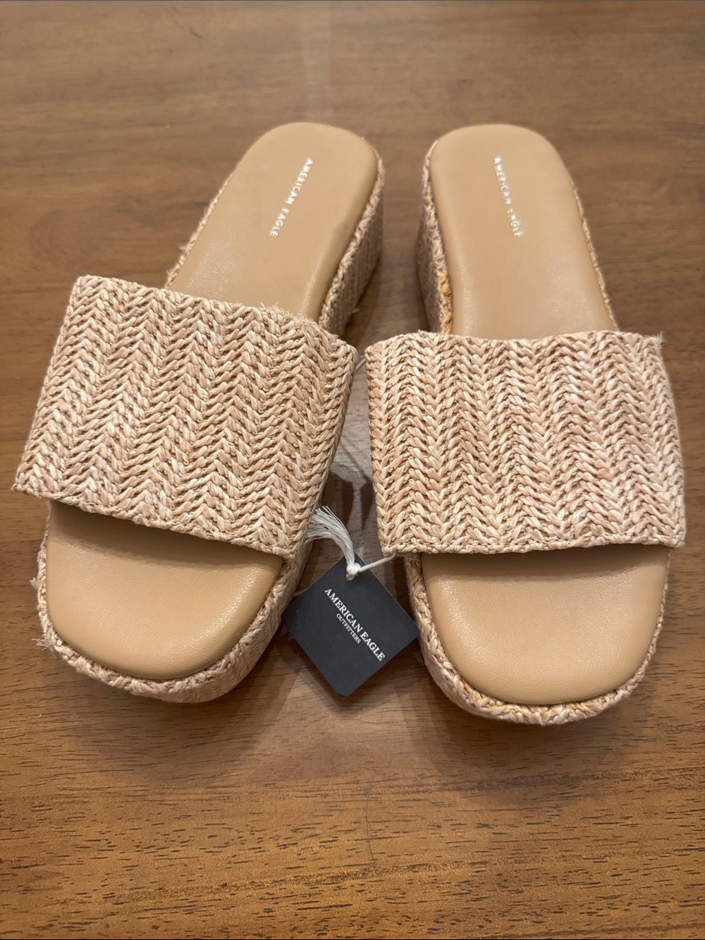 American Eagle Outfitters Beige Braided Slide Sandals